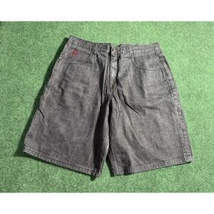 Eight‎ 732 Denim Shorts Mens 38 Embroidered Wide Leg Y2k Baggy Black/Gray